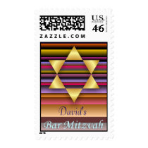 Gold Star of David Bar Mitzvah Postage Stamp