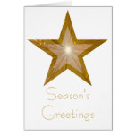 Gold Star 'Season's Greetings' card white vertical
