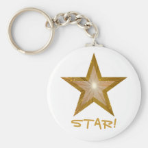Gold Star 'STAR!' keychain white