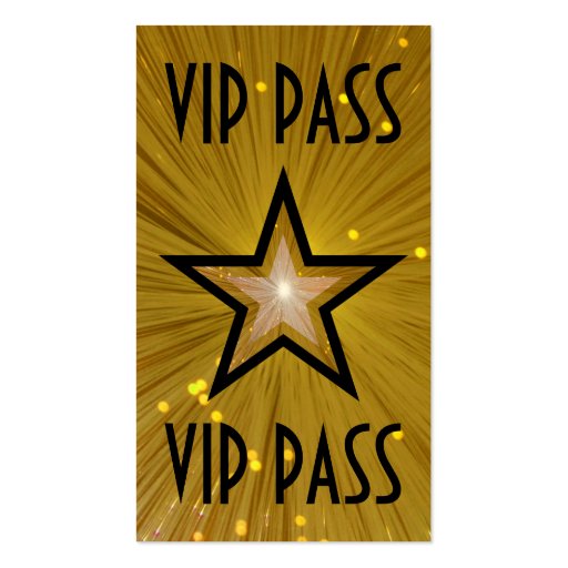 Gold Star 'VIP PASS' business card black back