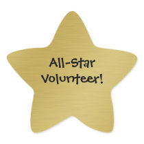 Gold Star Volunteer Recognition Star Sticker