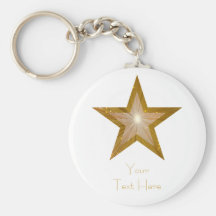 Gold Star 'Your Text' keychain white