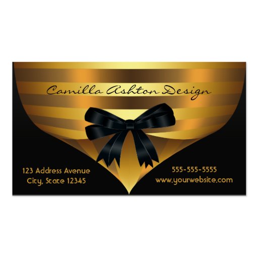 Gold Stripe Black Gold Elegant Business Cards (back side)
