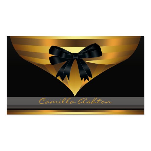Gold Stripe Black Gold Elegant Business Cards (front side)