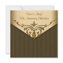 Gold Stripe Gold 50th Anniversary Party Announcement