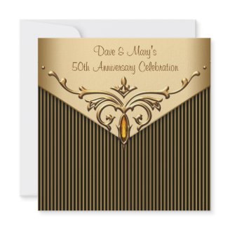 Gold Stripe Gold 50th Anniversary Party Announcement