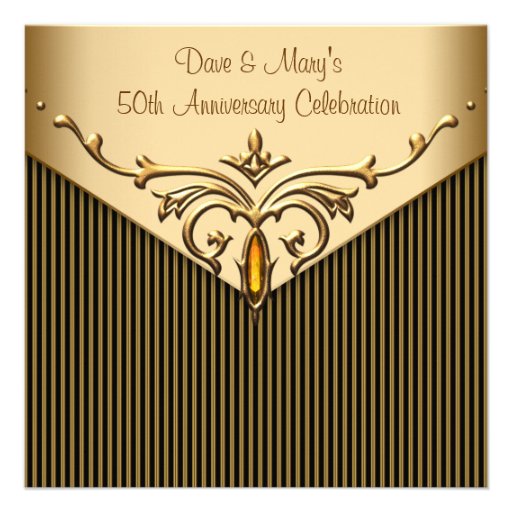 Gold Stripe Gold 50th Anniversary Party Announcement