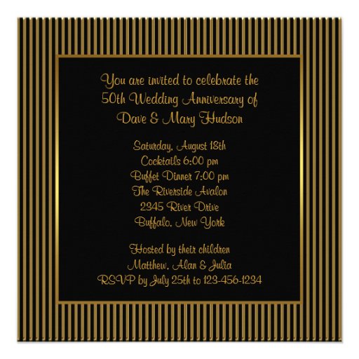 Gold Stripe Gold 50th Anniversary Party Announcement