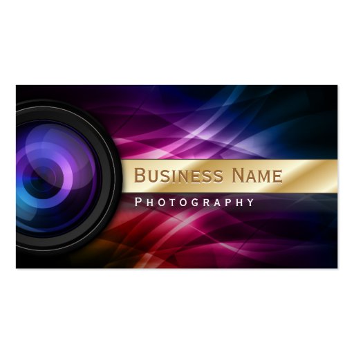 Gold Striped Aurora Photographer business card (front side)