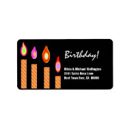 Gold Striped Candles Birthday label