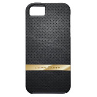 Gold Striped Dark Leather iPhone 5 Case