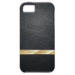 Gold Striped Dark Leather iPhone 5 Case