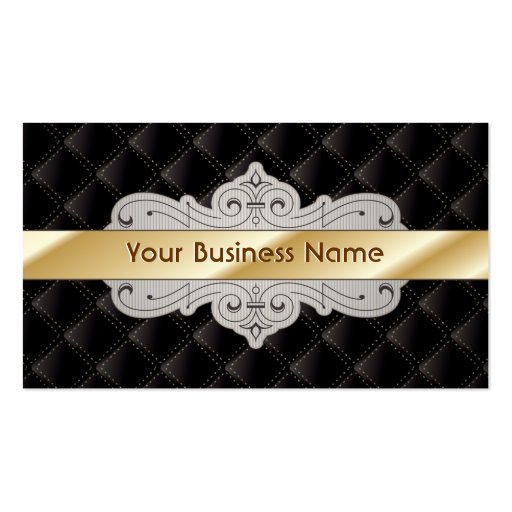 Gold Striped Luxury Diamond Black Business Card (front side)
