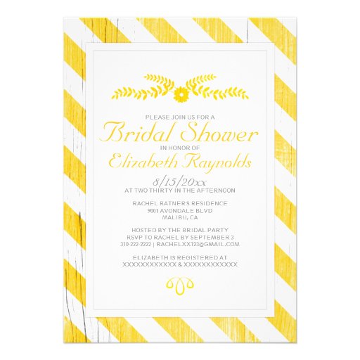 Gold Stripes Bridal Shower Invitations