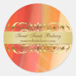 Gold Stripes Scroll Cupcake Baking Label Sticker