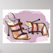 Gold Studded Sandal Stilettos Print