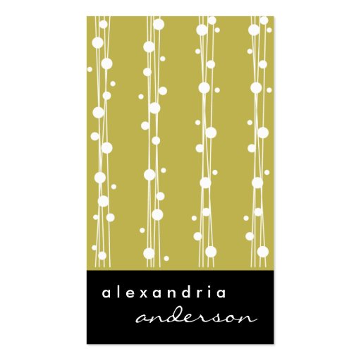 Gold Stylish Dots and Straw Business Cards (front side)