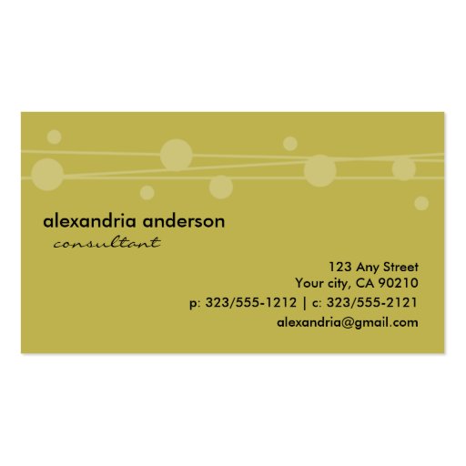 Gold Stylish Dots and Straw Business Cards (back side)