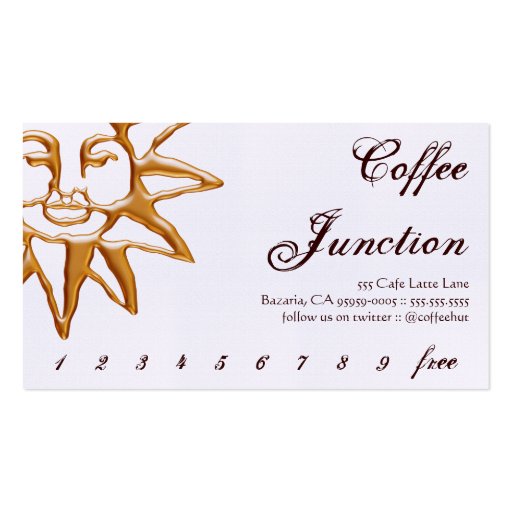 Gold Sun Coffee Drink Punch / Loyalty Card Business Card Template
