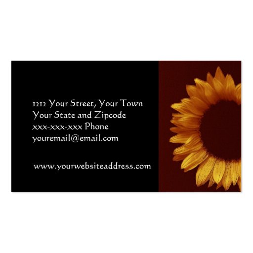 Gold Sunflower Business Card Templates (back side)