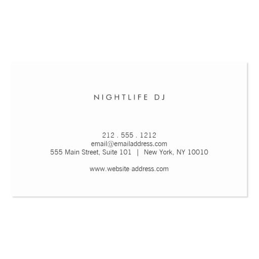Gold Sunglasses DJ Business Card (back side)