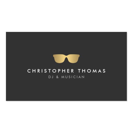 Gold Sunglasses DJ Business Card (front side)