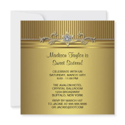 Gold Sweet 16 Birthday Party invitation
