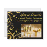 Gold Swirl 40th Birthday Invitations