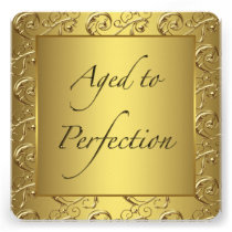 Gold Swirl Aged to Perfection Birthday Party invitations