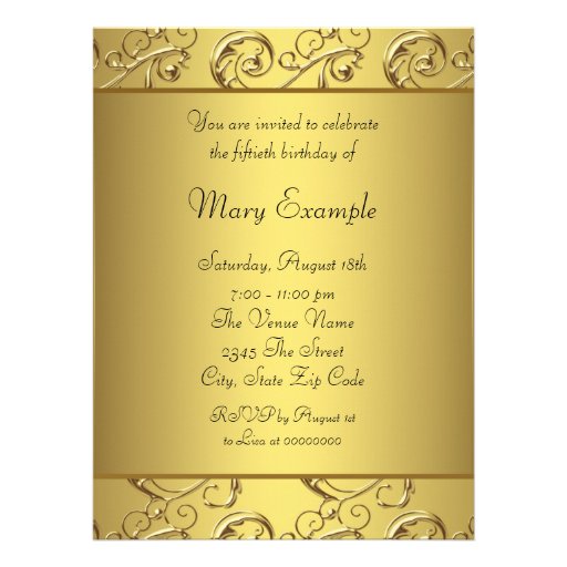Gold Swirl Aged to Perfection Birthday Party Custom Invitations