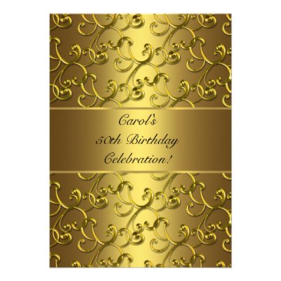 Gold Swirl Gold Anniversary Birthday Party Announcements