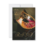 Gold Swirl Masquerade Mask RSVP Invitation
