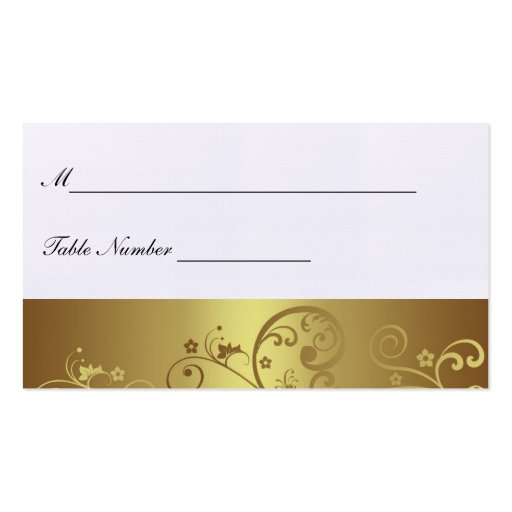 Gold Swirl Place Card Business Card Templates (front side)
