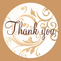 Gold Swirl Thank You Sticker - Seal stickers