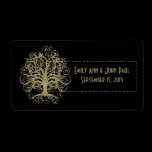 Gold Swirl Tree on Black with Dots Labels