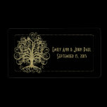 Gold Swirl Tree on Black with Dots Save the Date