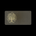 Gold Swirl Tree on Black with Stars Address Label