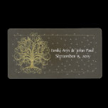 Gold Swirl Tree on Black with Stars Save the Date