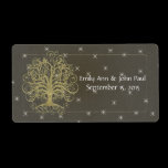 Gold Swirl Tree on Black with Stars Save the Date