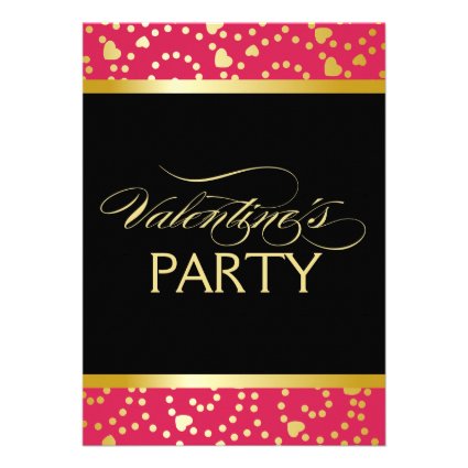 Gold Swirling Hearts CB Valentines Party Custom Invitations