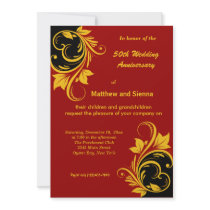 Gold Swirls Anniversary Custom Invites