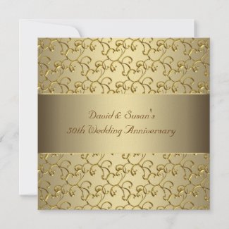 Gold Swirls Gold 50th Wedding Anniversary Party Personalized Invitation