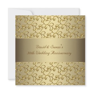 Gold Swirls Gold 50th Wedding Anniversary Party Personalized Invitation