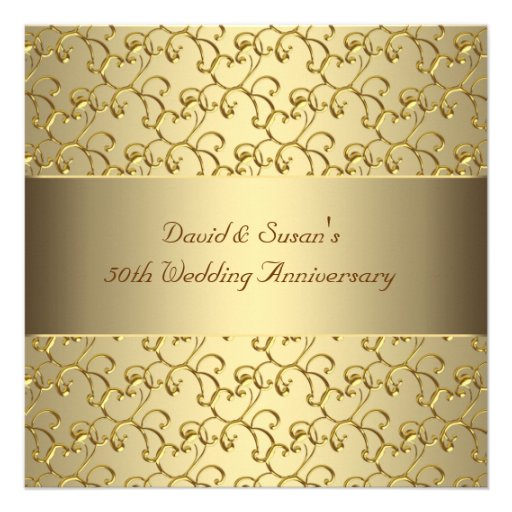 Gold Swirls Gold 50th Wedding Anniversary Party Personalized Invitation (front side)