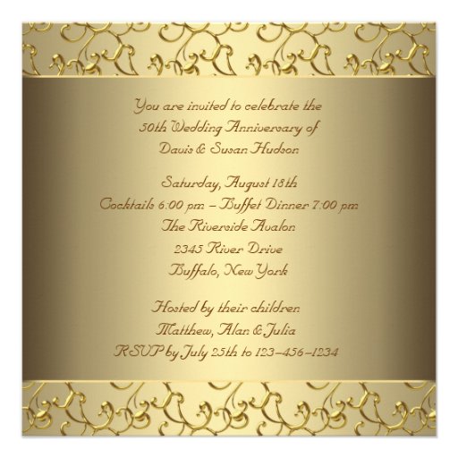 Gold Swirls Gold 50th Wedding Anniversary Party Personalized Invitation