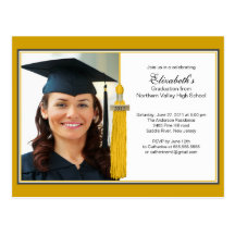 Gold Tassel Photo Graduation Party Invitation 2012 Post Cards