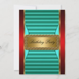 Gold Teal and Red Art Deco Invitation zazzle_invitation