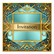 Gold Teal Invitation Party Any Party