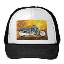 Gold Tech Background with Blue Bike Hats