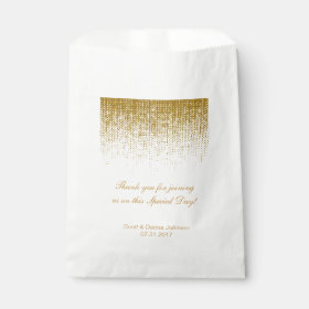 Gold Texture Confetti Wedding Shower | Personalize Favor Bag